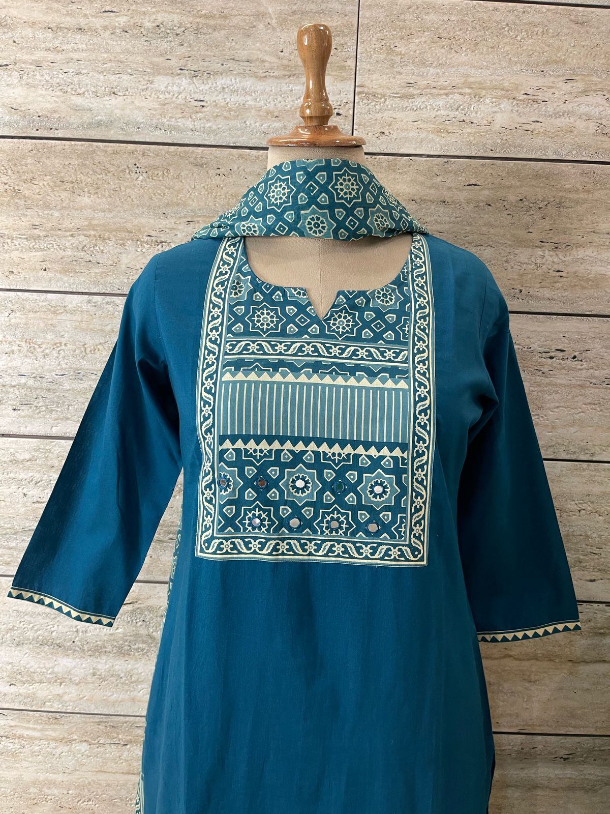 Scarlet Blue Pure Cotton Dupatta Set