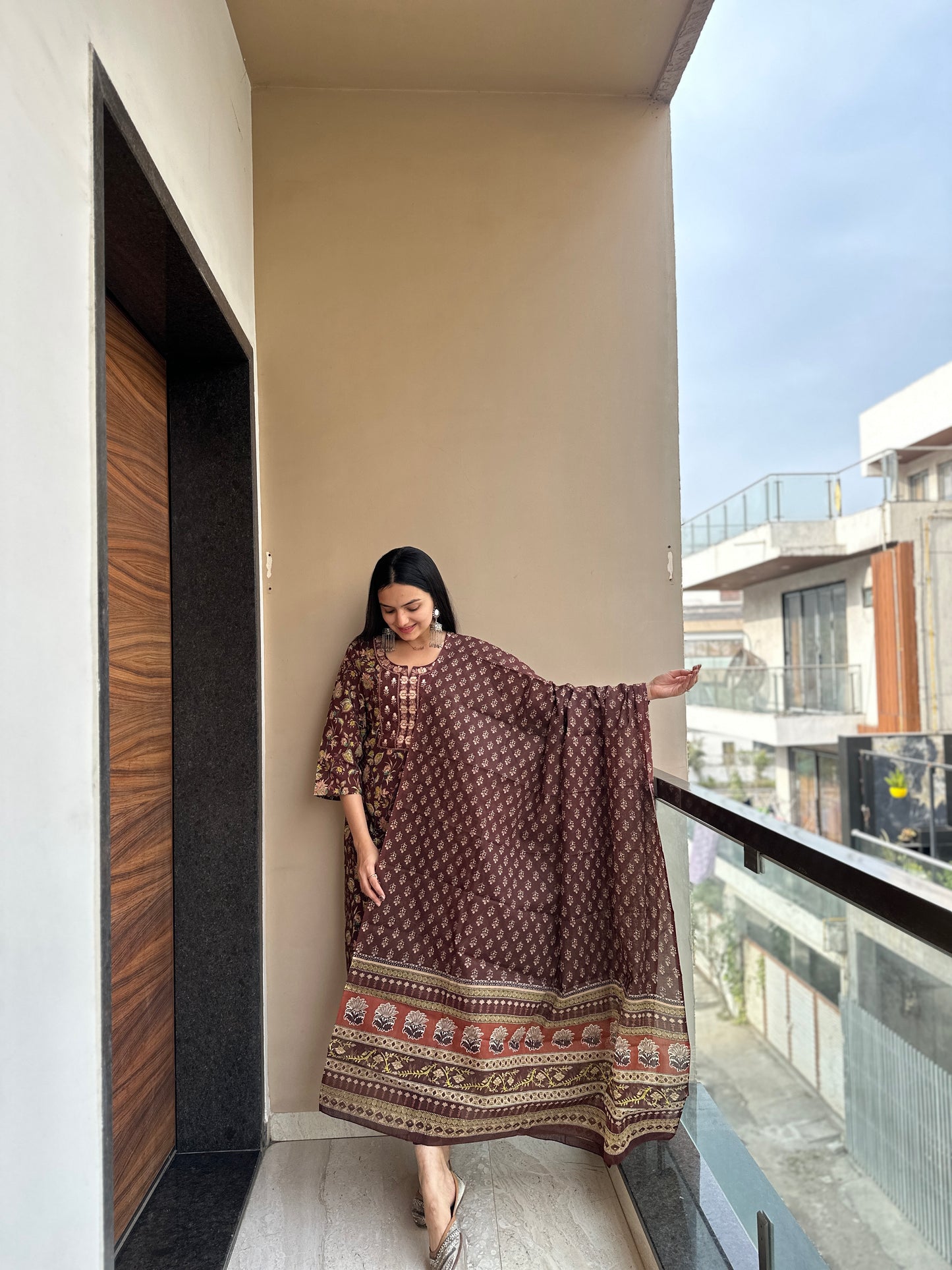 Chocolate Brown Pure Cotton Kurta Pant Set