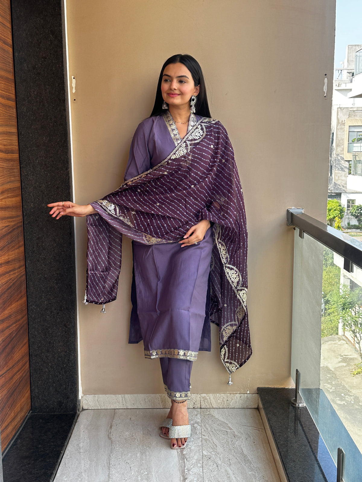 Violet Haze Muslin Cotton Kurta Pant Set