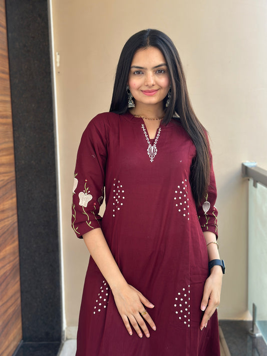 Burgundy Wine Pure Linen Co-ord Set
