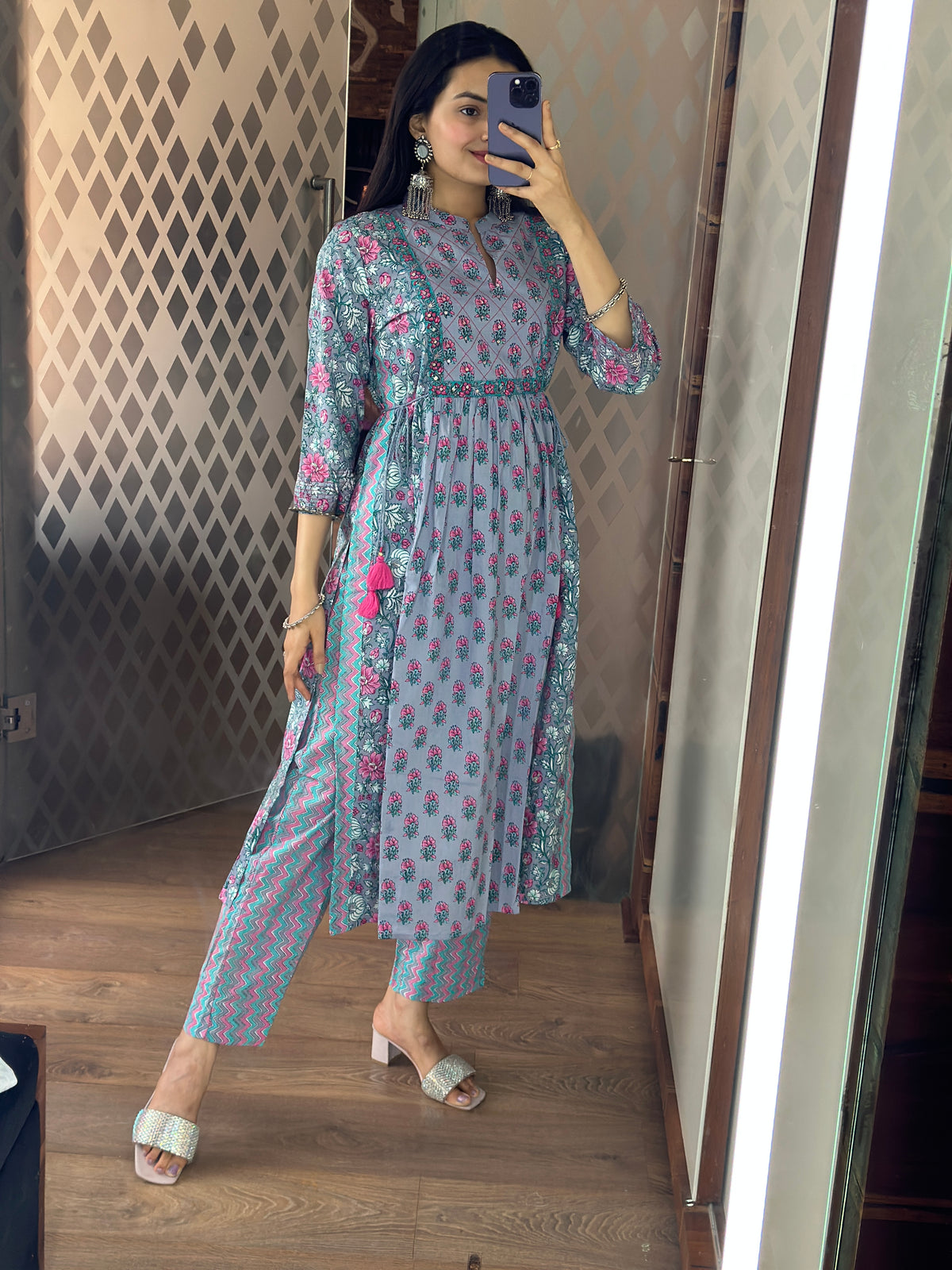 Sapphire Blue Nyra Cut Kurta Pant Set
