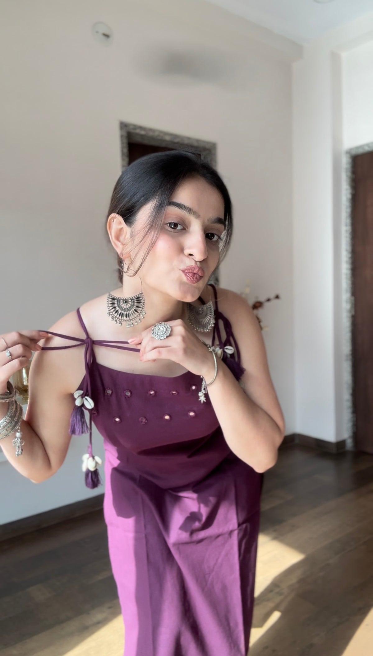 Rich Burgundy Cotton Sleeveless Kurta Palazzo Set