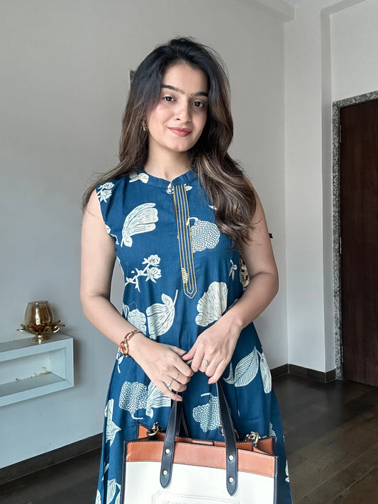 Royal Blue Pure Cotton Co-ord Set