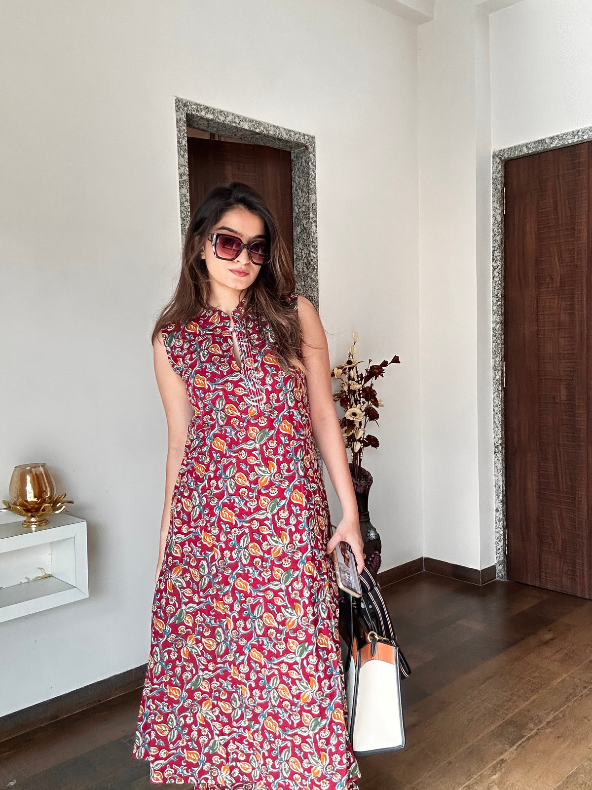 Ruby Red Floral Printed Cotton Co-ord Set