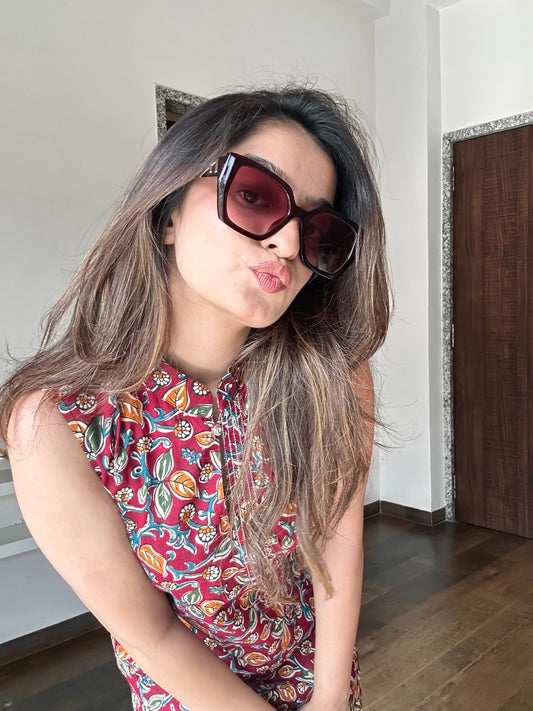 Ruby Red Floral Printed Cotton Co-ord Set