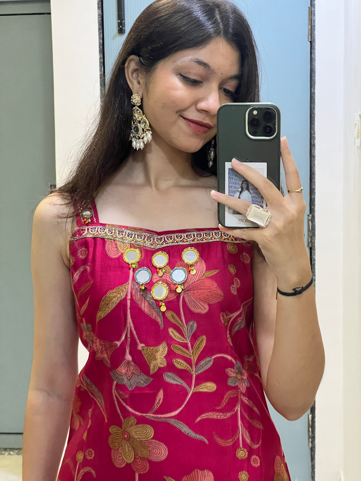 Scarlet Bloom Luxe Mirror Embroidered Set