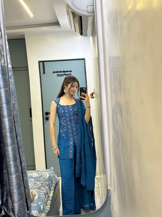 Royal Blue Handwork Suit Set