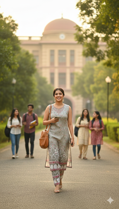 Ivory Mist Grey Gulnaar Printed Suit Set