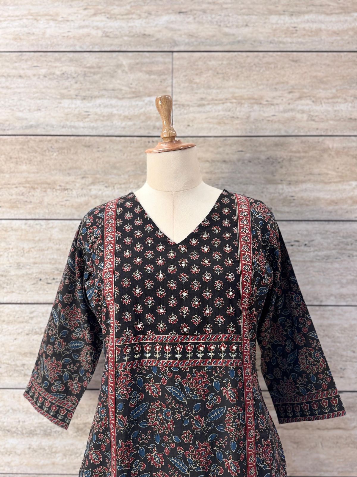 Space Black Printed Pure Cotton Kurta Pant Set