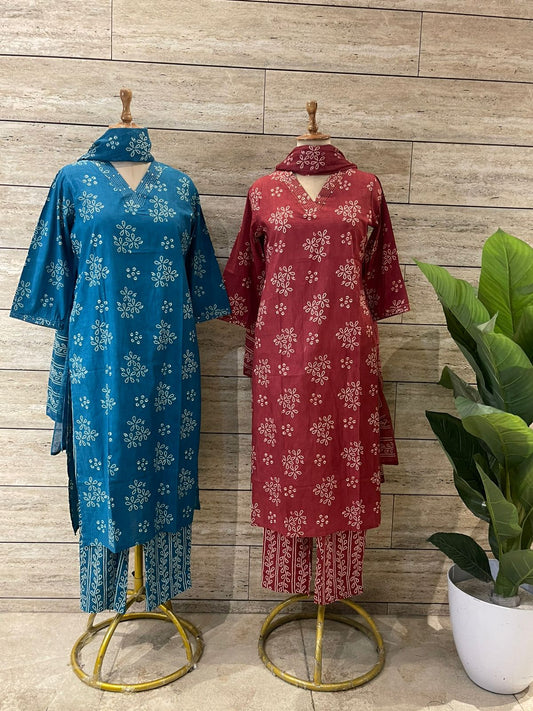 Ruby Red Pure Cotton Kurta Pant Set