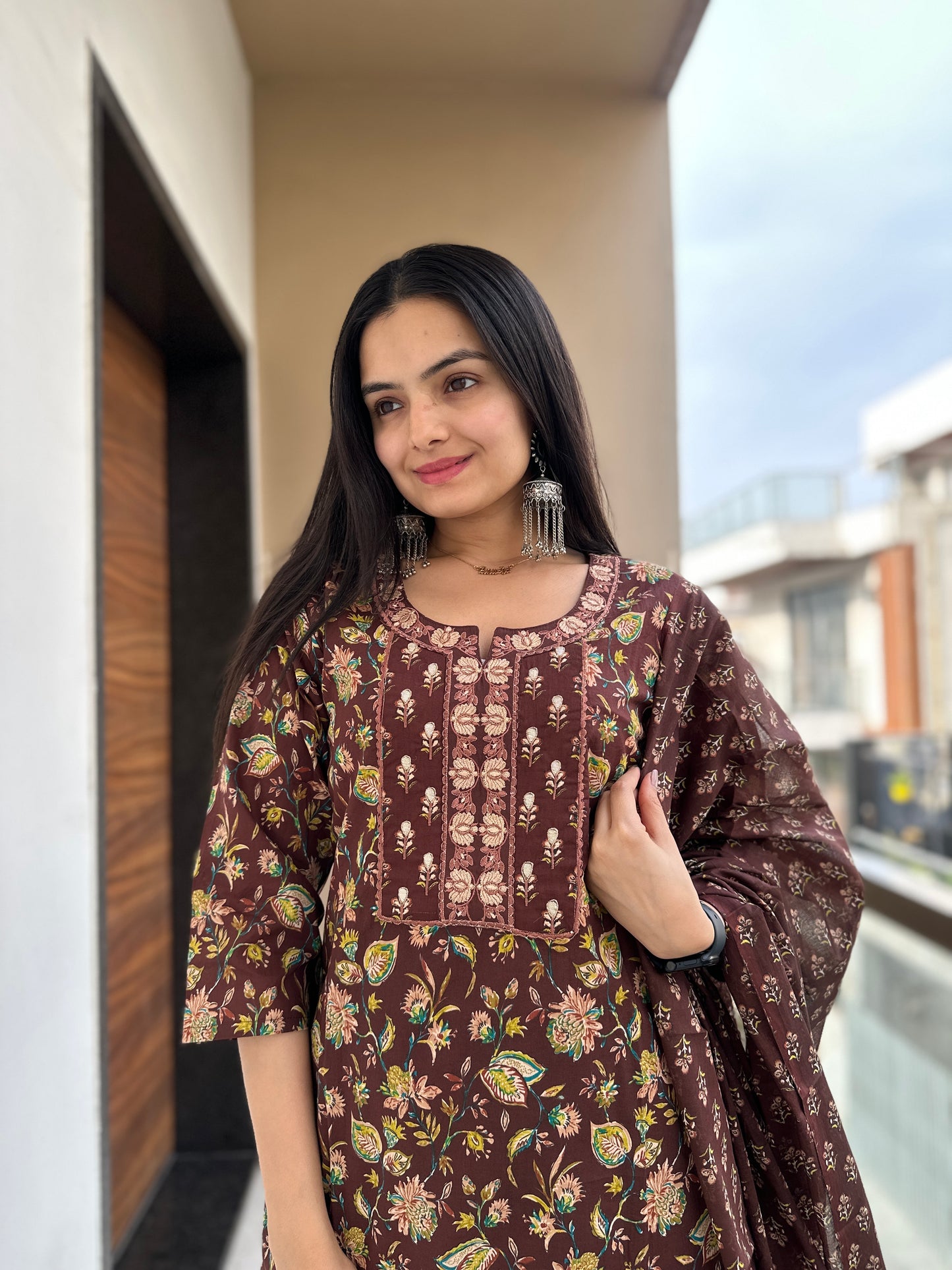 Chocolate Brown Pure Cotton Kurta Pant Set