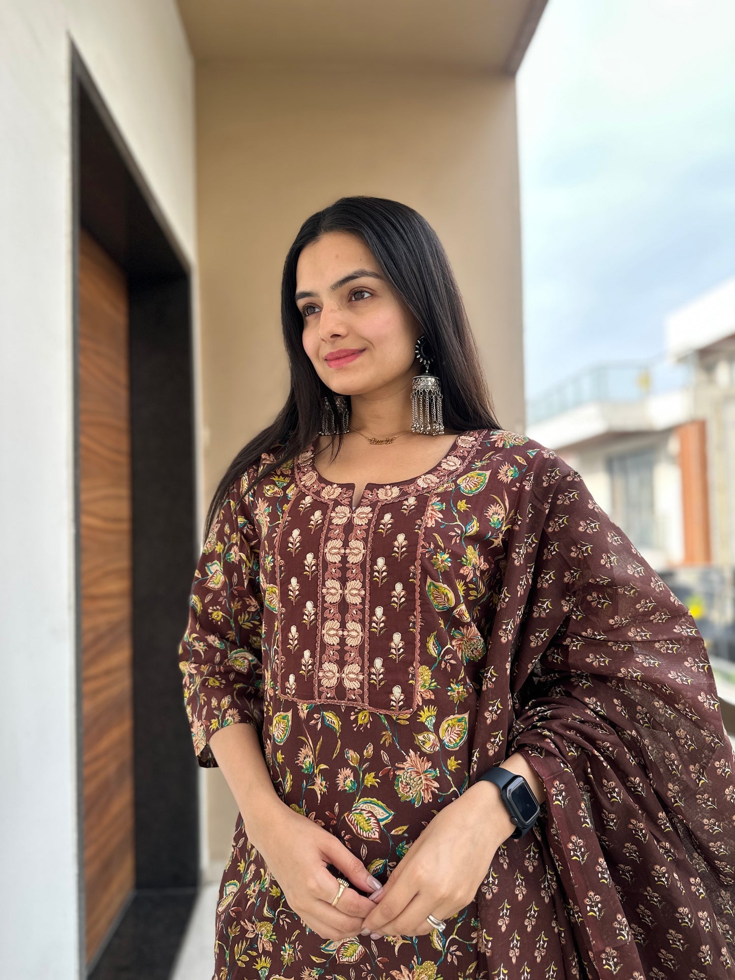 Chocolate Brown Pure Cotton Kurta Pant Set