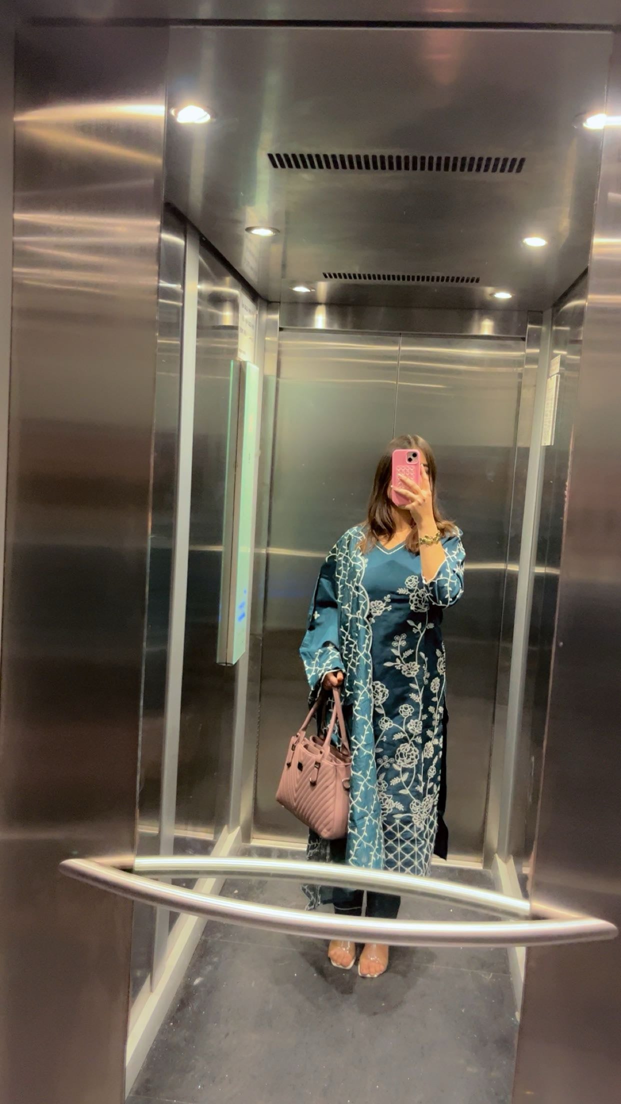 Serene Teal Chikankari Kurta Pant Set