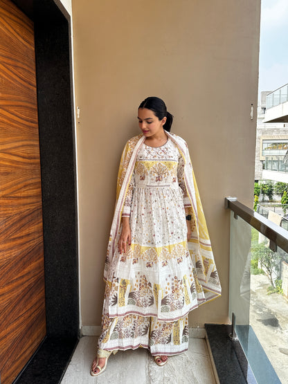 Majestic Yellow Nyra Cut Kurta Palazzo Set