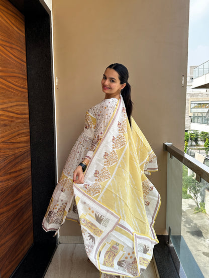 Majestic Yellow Nyra Cut Kurta Palazzo Set