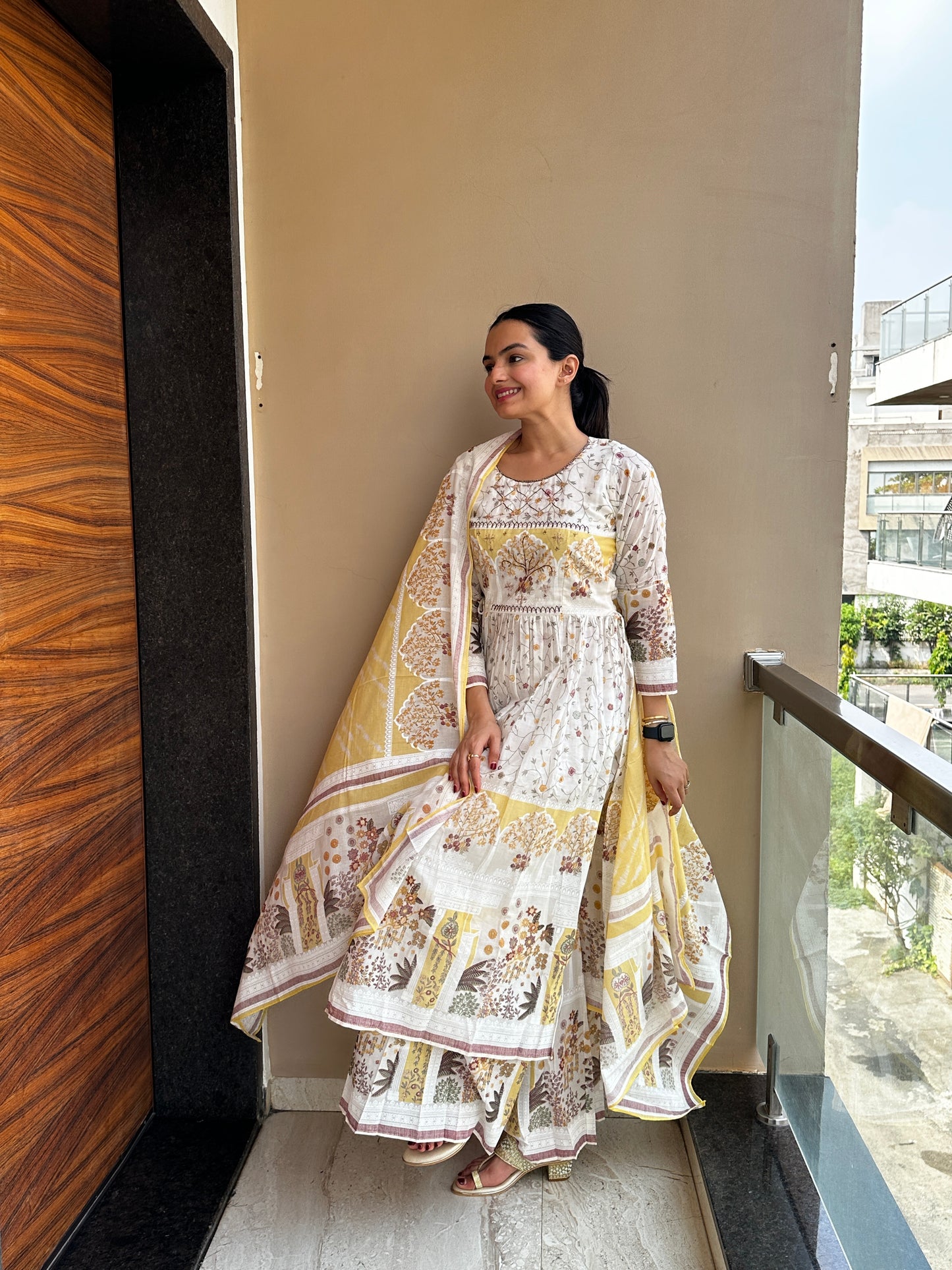 Majestic Yellow Nyra Cut Kurta Palazzo Set