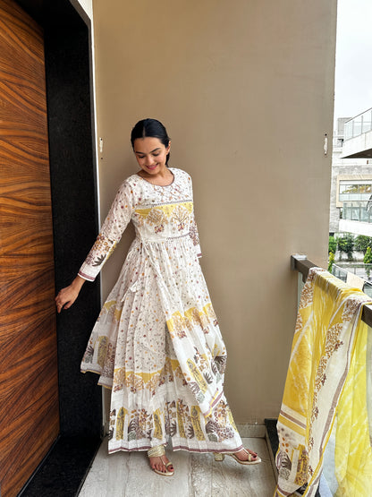 Majestic Yellow Nyra Cut Kurta Palazzo Set