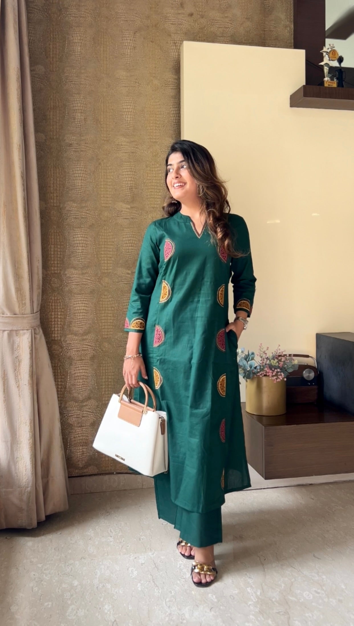 Jade Green Flex Cotton Kurta Palazzo Co-ord Set