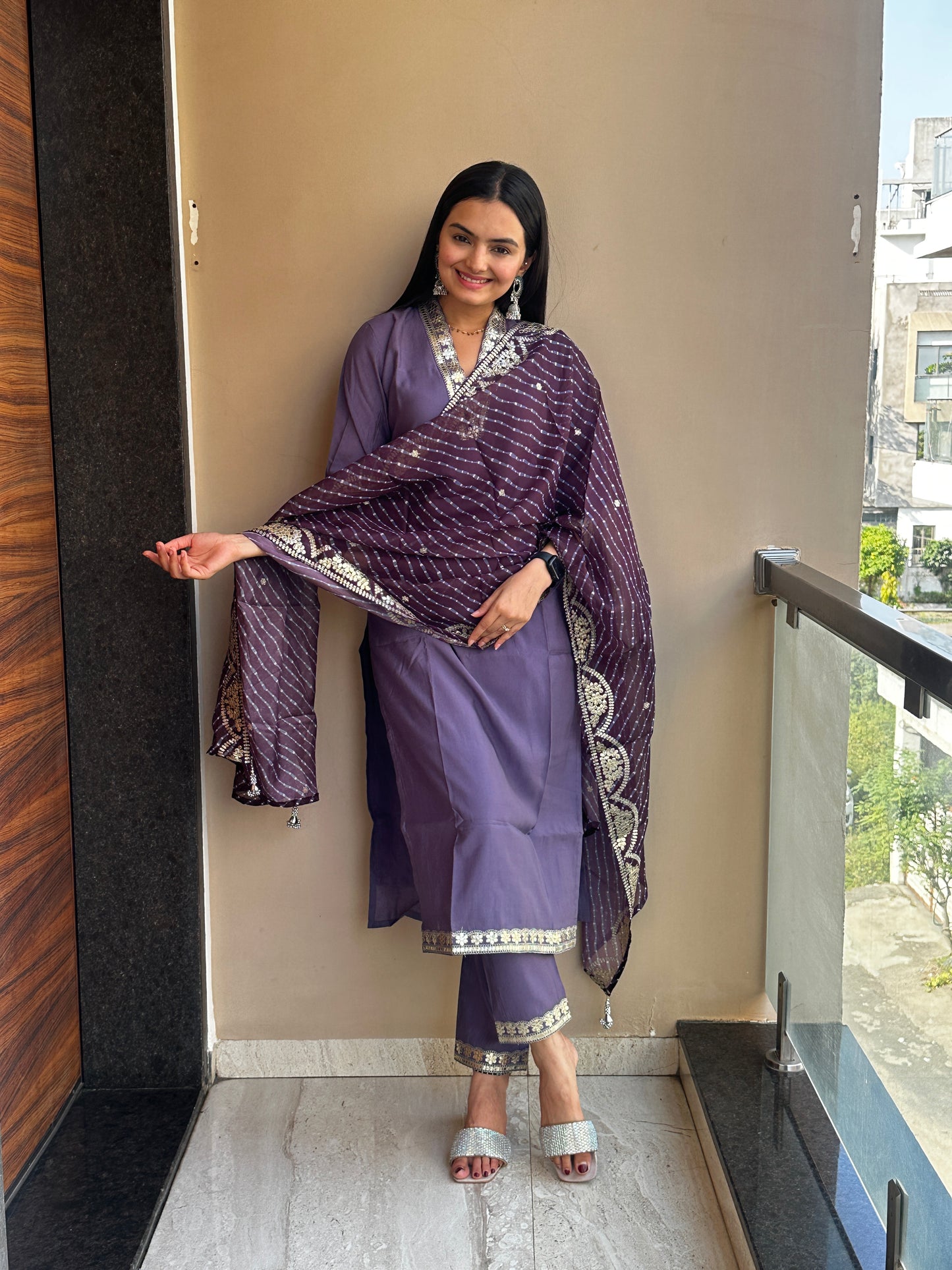 Violet Haze Muslin Cotton Kurta Pant Set