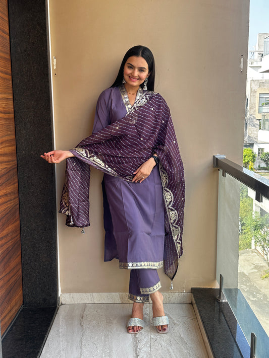 Violet Haze Muslin Cotton Kurta Pant Set