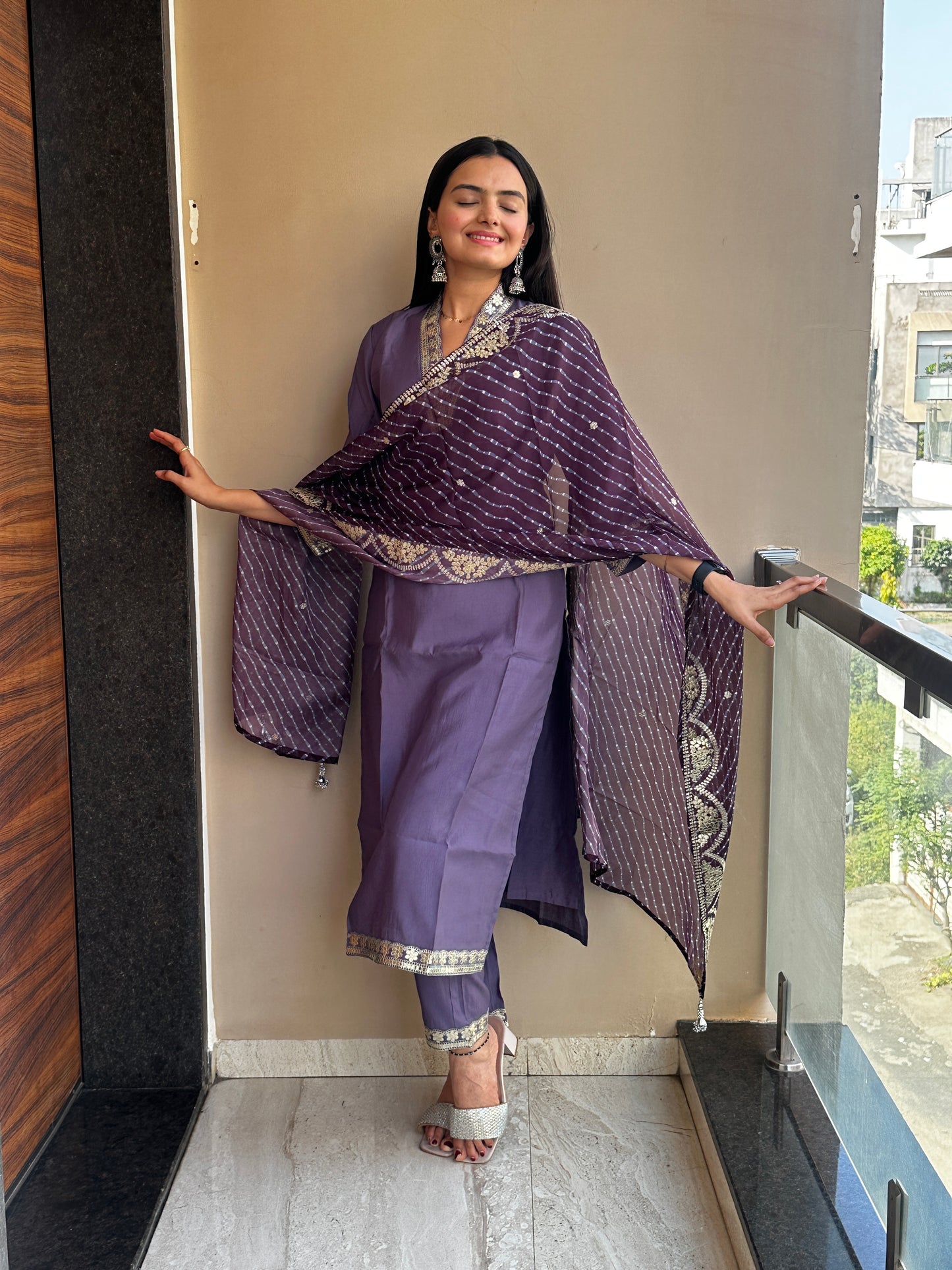 Violet Haze Muslin Cotton Kurta Pant Set