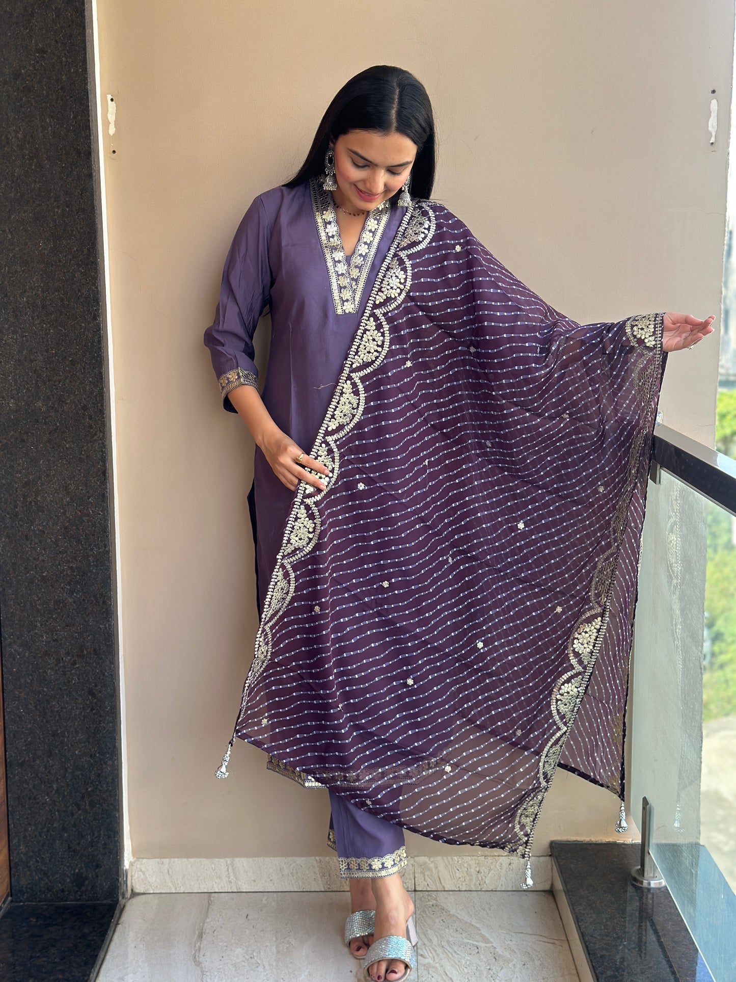 Violet Haze Muslin Cotton Kurta Pant Set