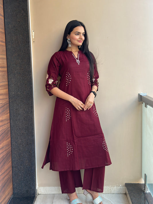 Burgundy Wine Pure Linen Co-ord Set