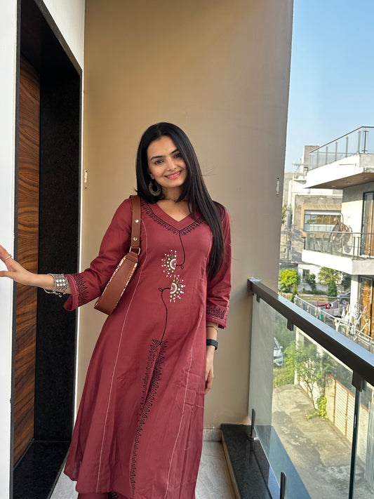 Dark Fantasy Handwork Kurta Palazzo Set