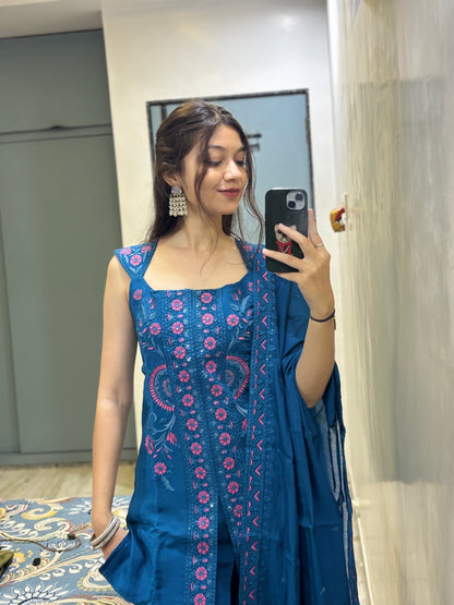 Royal Blue Handwork Suit Set