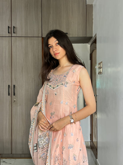 Peach Whisper Mulmul Cotton Suit Set