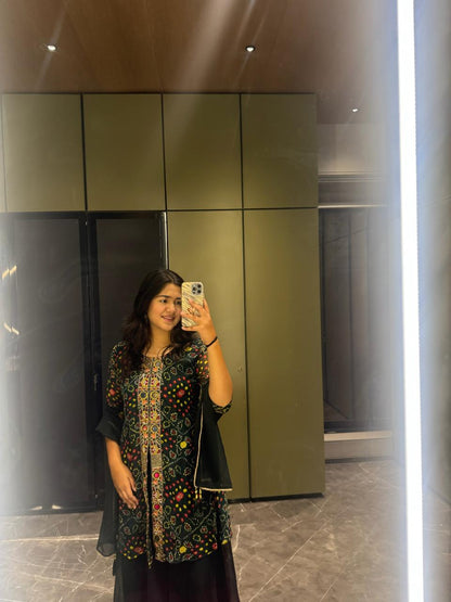 Emerald Green Bandhani Palazzo Set