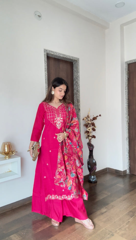 Blush Royale Kurti Palazzo Suit Set