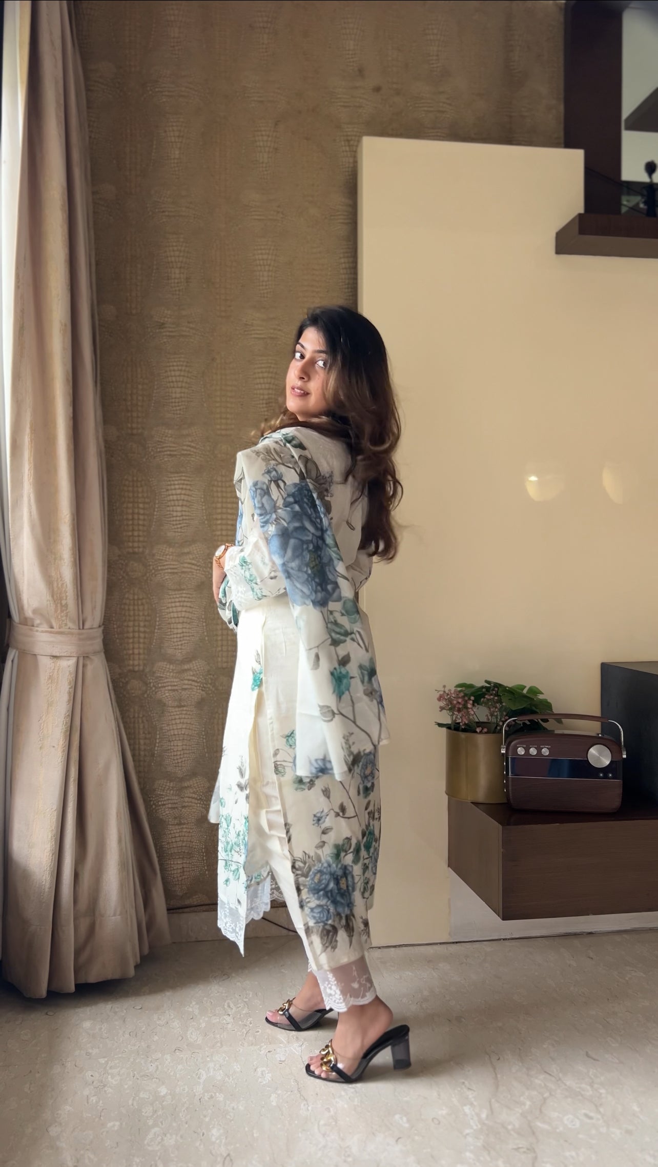 Silver Mist Mulmul Cotton Kurta Pant Set