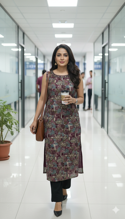 Plum Leaf Royal Wine Grace Kurti