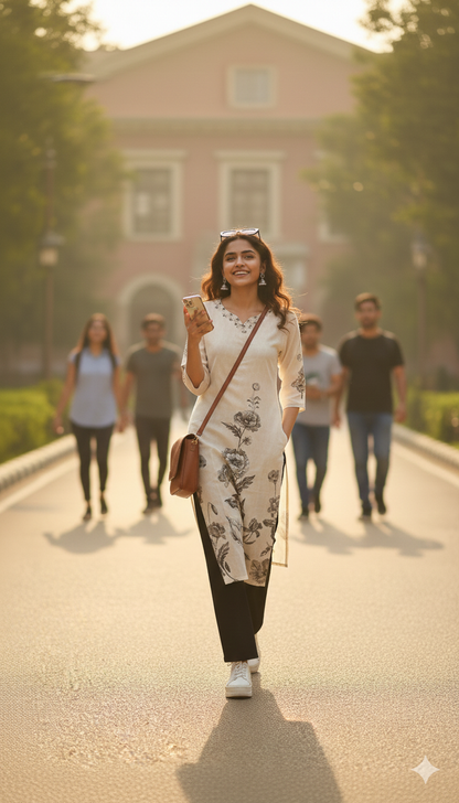 Creamy Crepe Handwork & Printed Kurti