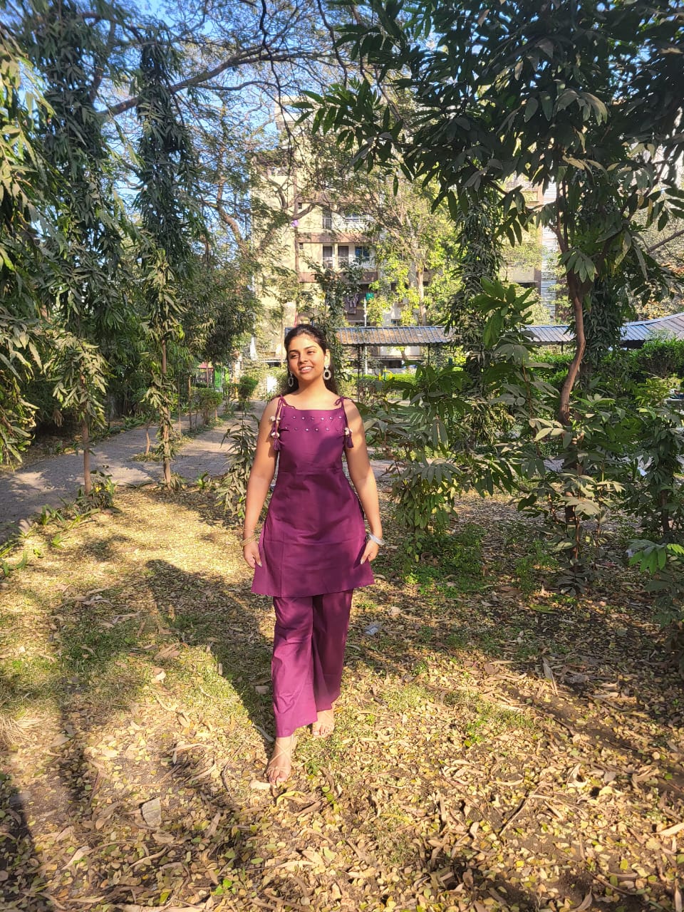 Rich Burgundy Cotton Sleeveless Short Kurti Palazzo Set