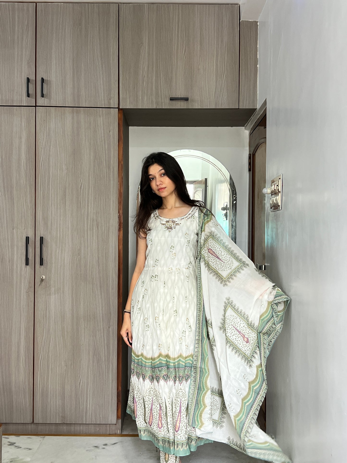 Pista Green Mulmul Cotton Suit Set