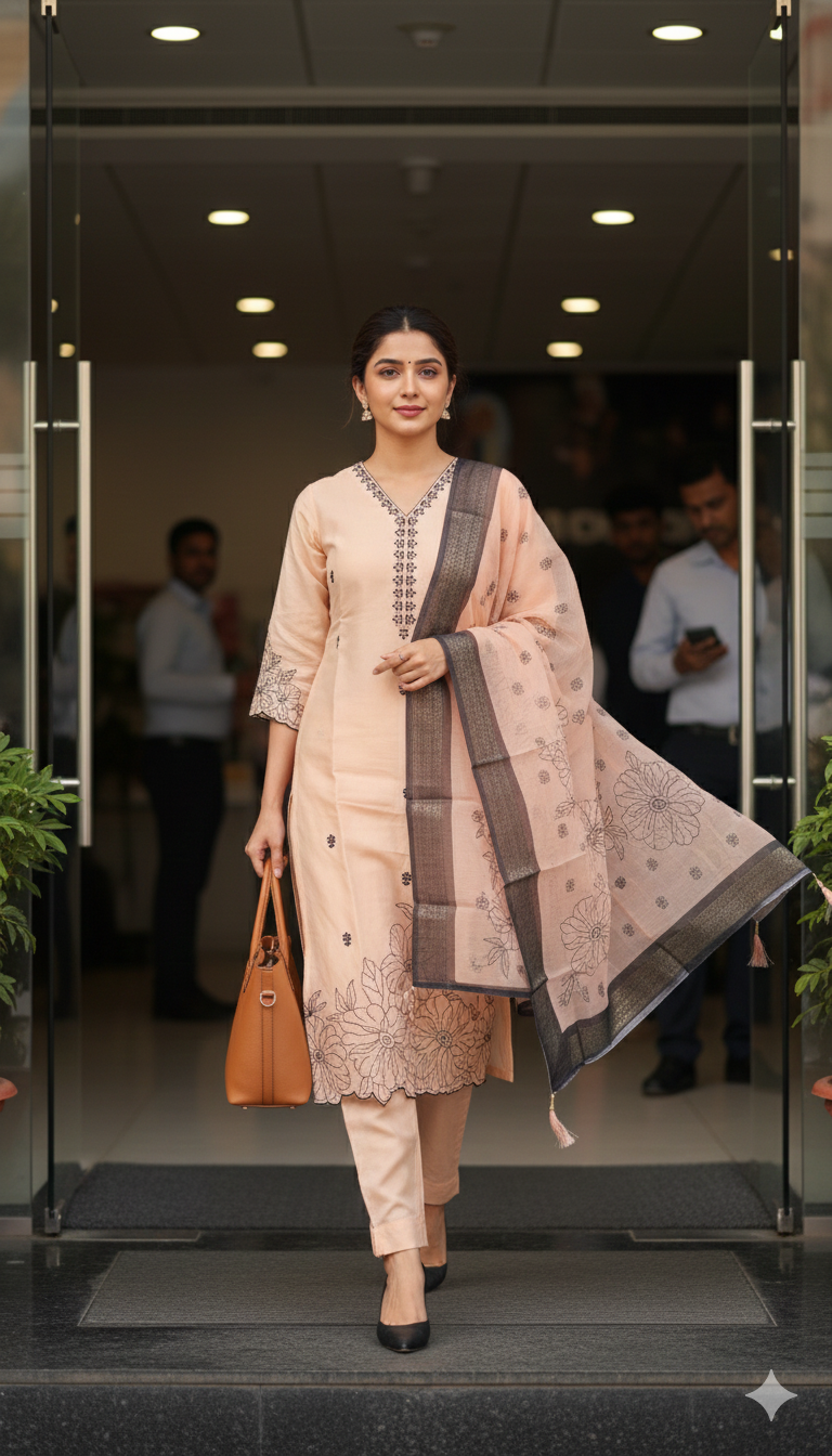 Peach Aura Nazakat Kurta Pant Set