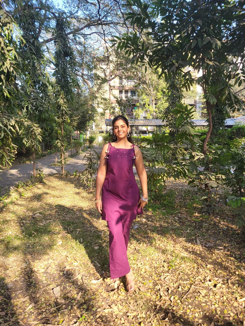 Rich Burgundy Cotton Sleeveless Short Kurti Palazzo Set