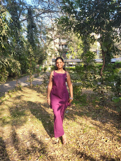 Rich Burgundy Cotton Sleeveless Short Kurti Palazzo Set