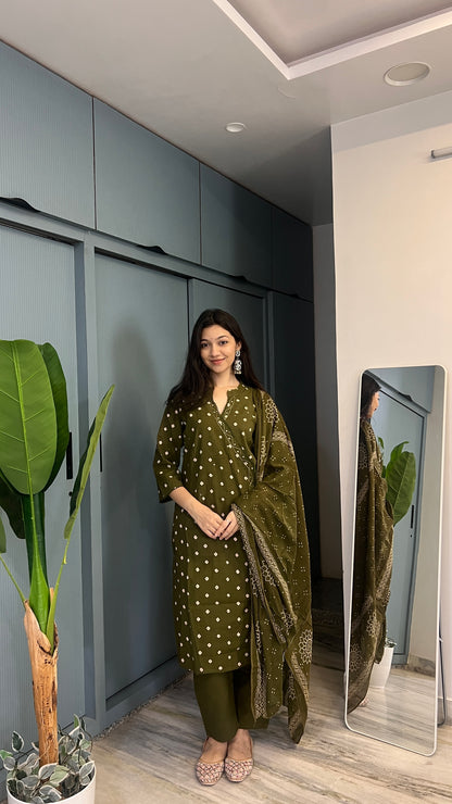 Moss Royale — Pure Cotton Printed Kurta Pant Set with Dupatta