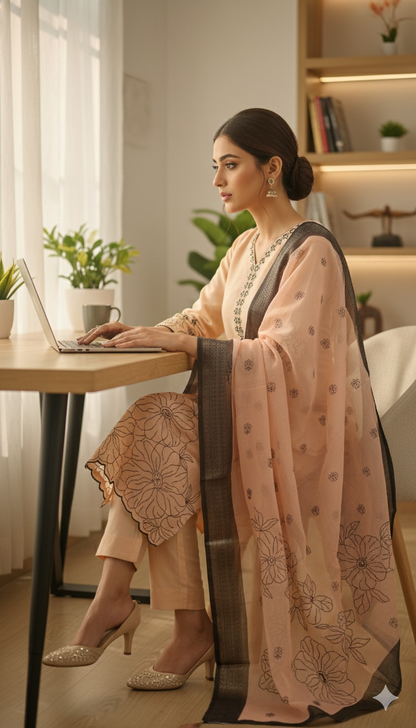 Peach Aura Nazakat Kurta Pant Set