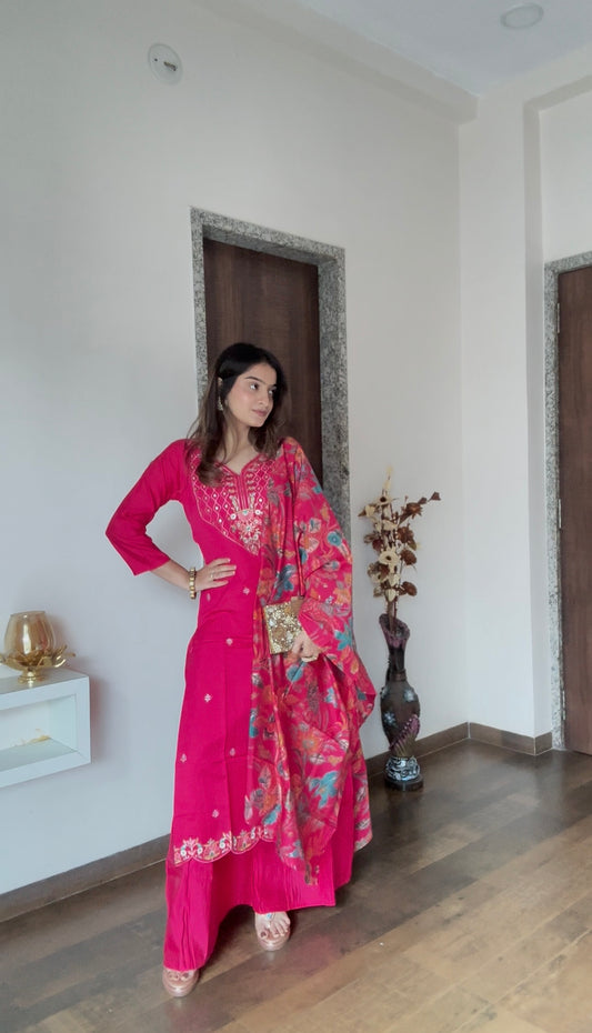 Blush Royale Kurti Palazzo Suit Set