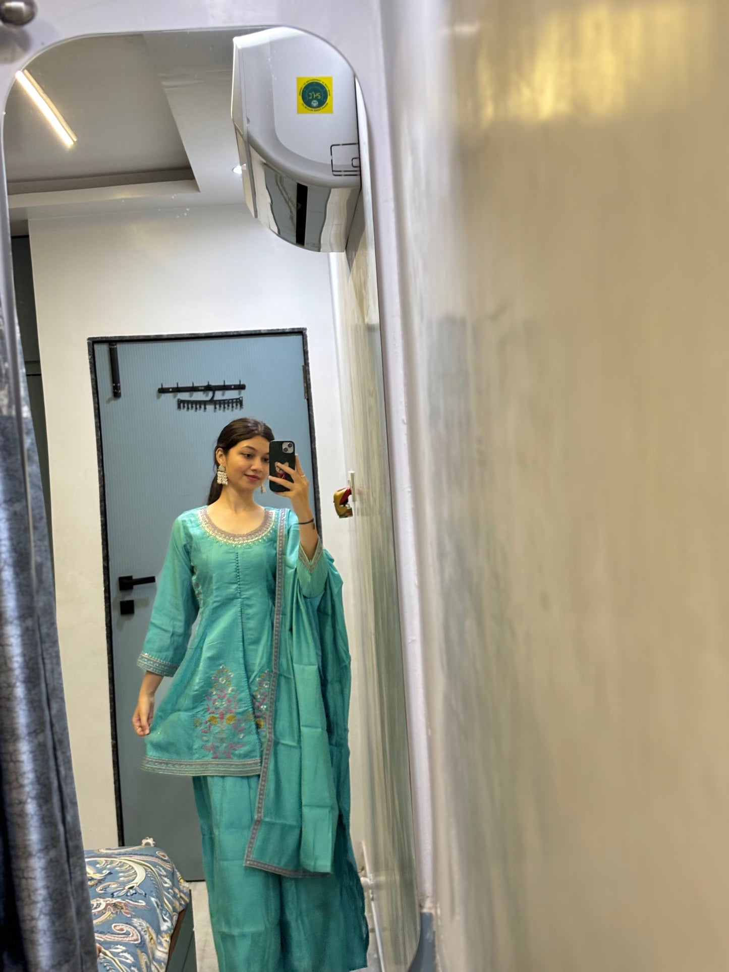 Turquoise Blossom Sharara Set