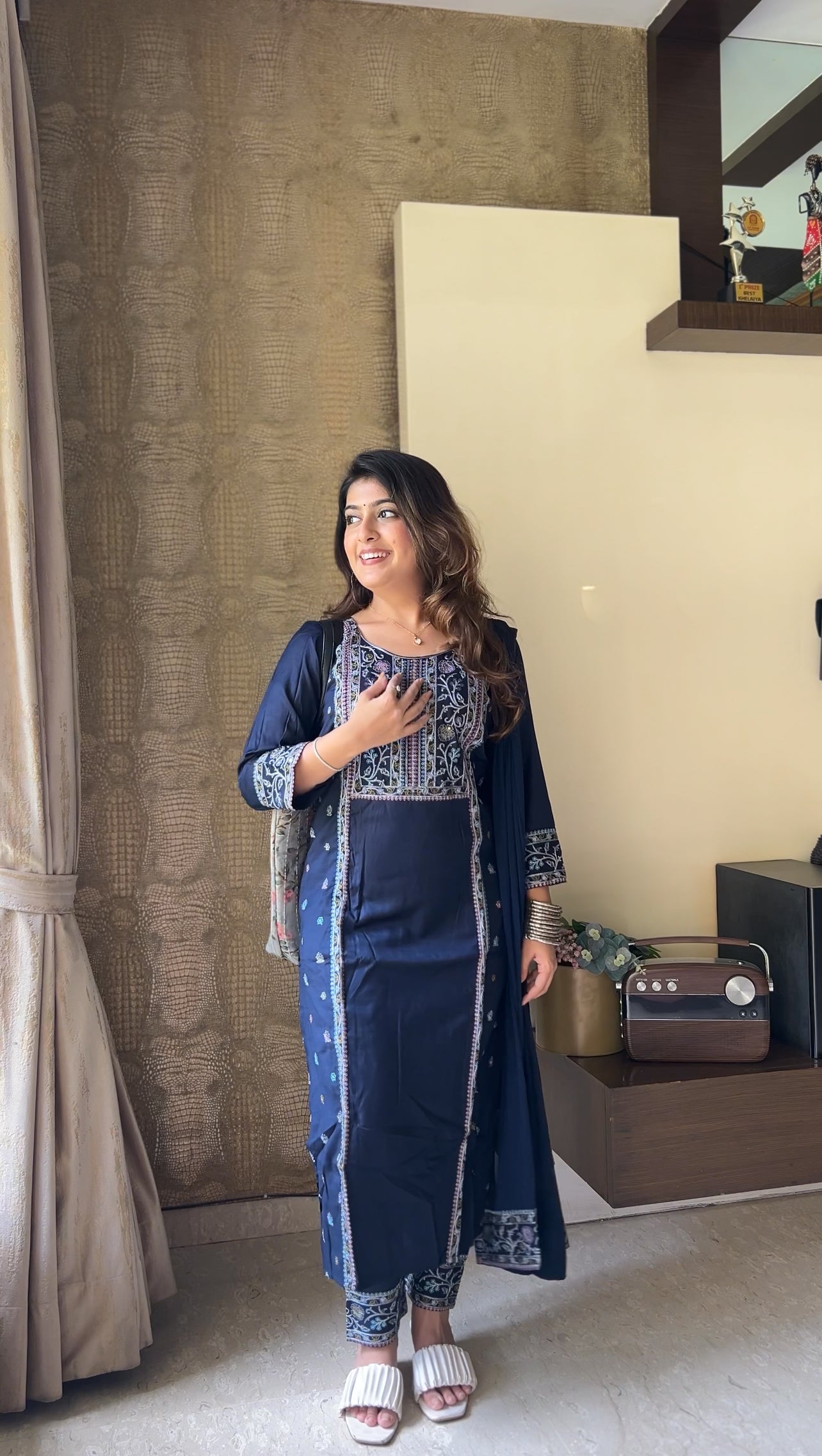 Sapphire Blue Pure Cotton Kurta Pant Set