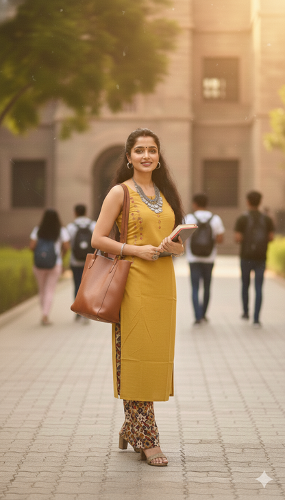 Elegant Mustard Ease Kurti