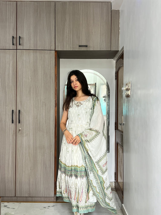 Pista Green Mulmul Cotton Suit Set