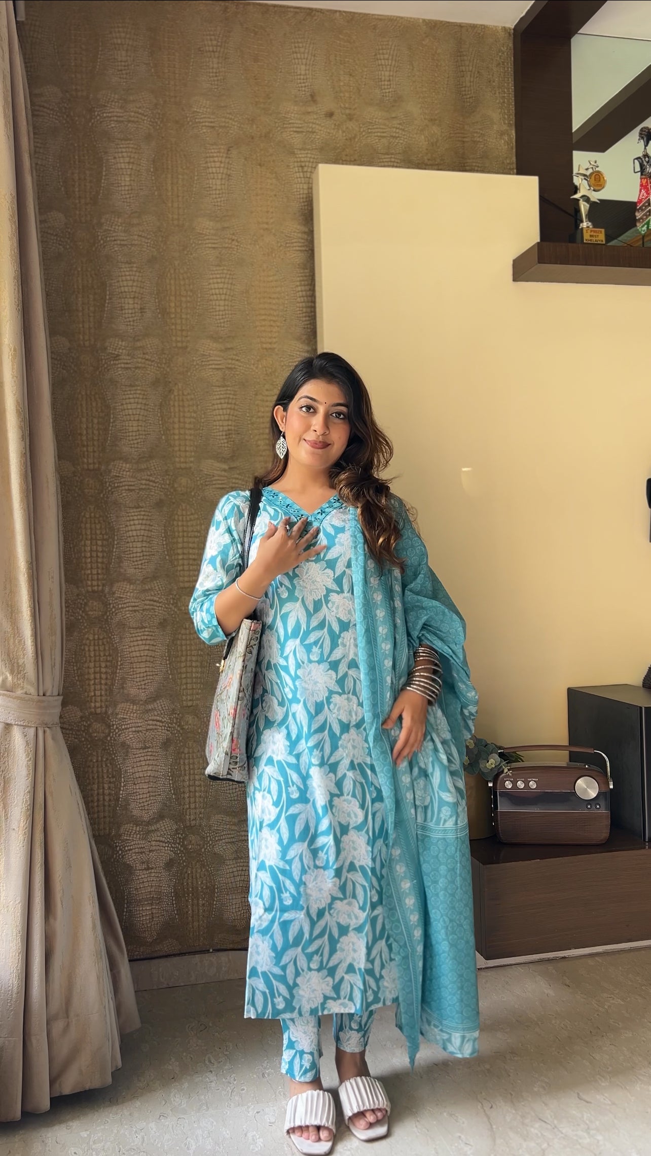 Azure Blue Pure Cotton Kurta Pant Set
