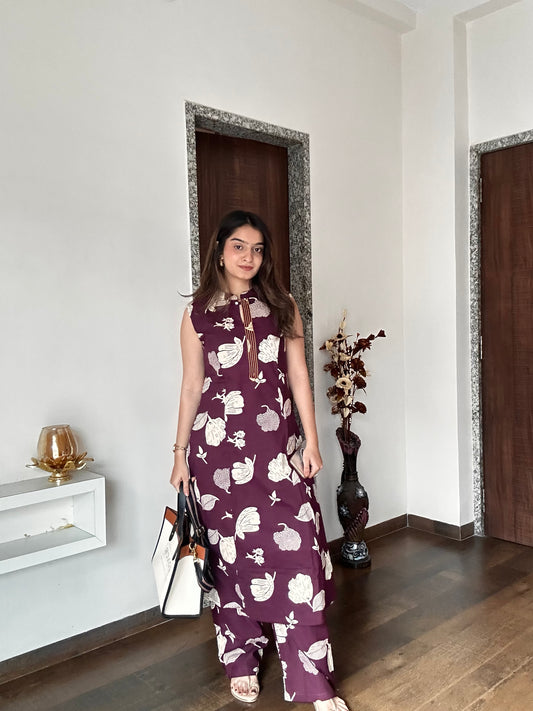 Amethyst Wine Pure Cotton Co-ord Set