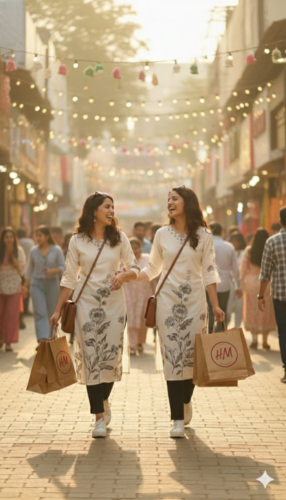 Creamy Crepe Handwork & Printed Kurti